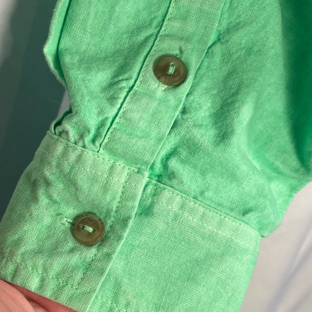 Universal Thread Green Linen Cropped Button-Up Xl - image 5